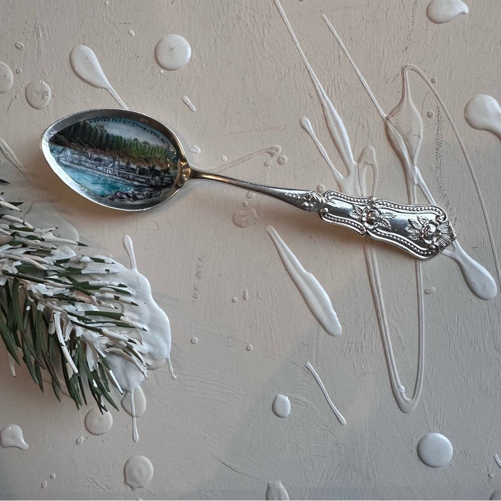 Antique Sterling Teaspoon Email Painting Teaspoon